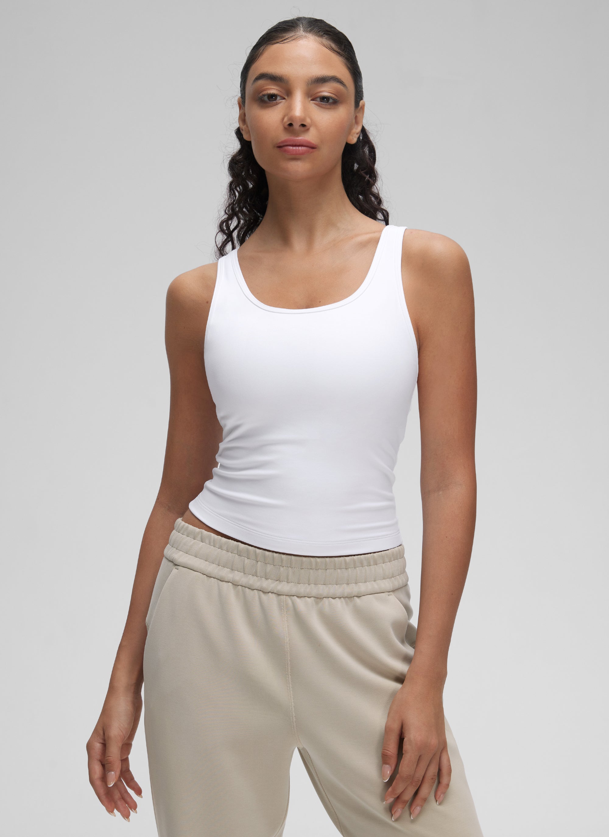 CRZ YOGA Women's Yoga Butterluxe Tight Fit Tank Tops Racerback White