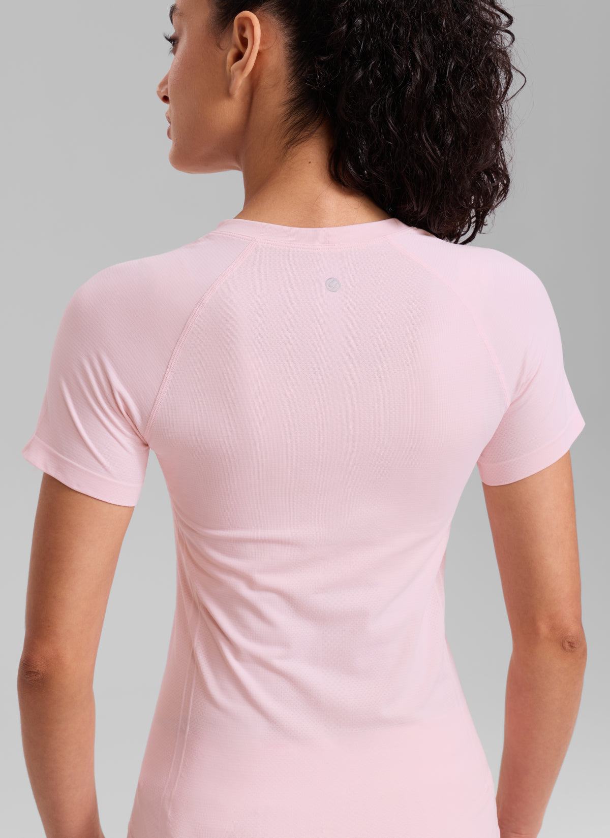 CRZ YOGA Women's Running Classic Fit Shirts Seamless Short Sleeves Strawberry Pink