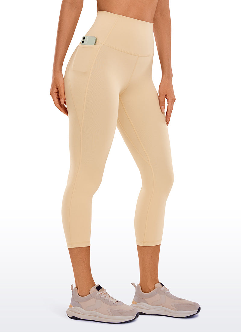 CRZ YOGA Women's Yoga High Rise Butterluxe Capri with Pockets 21'' Tan Milkshake
