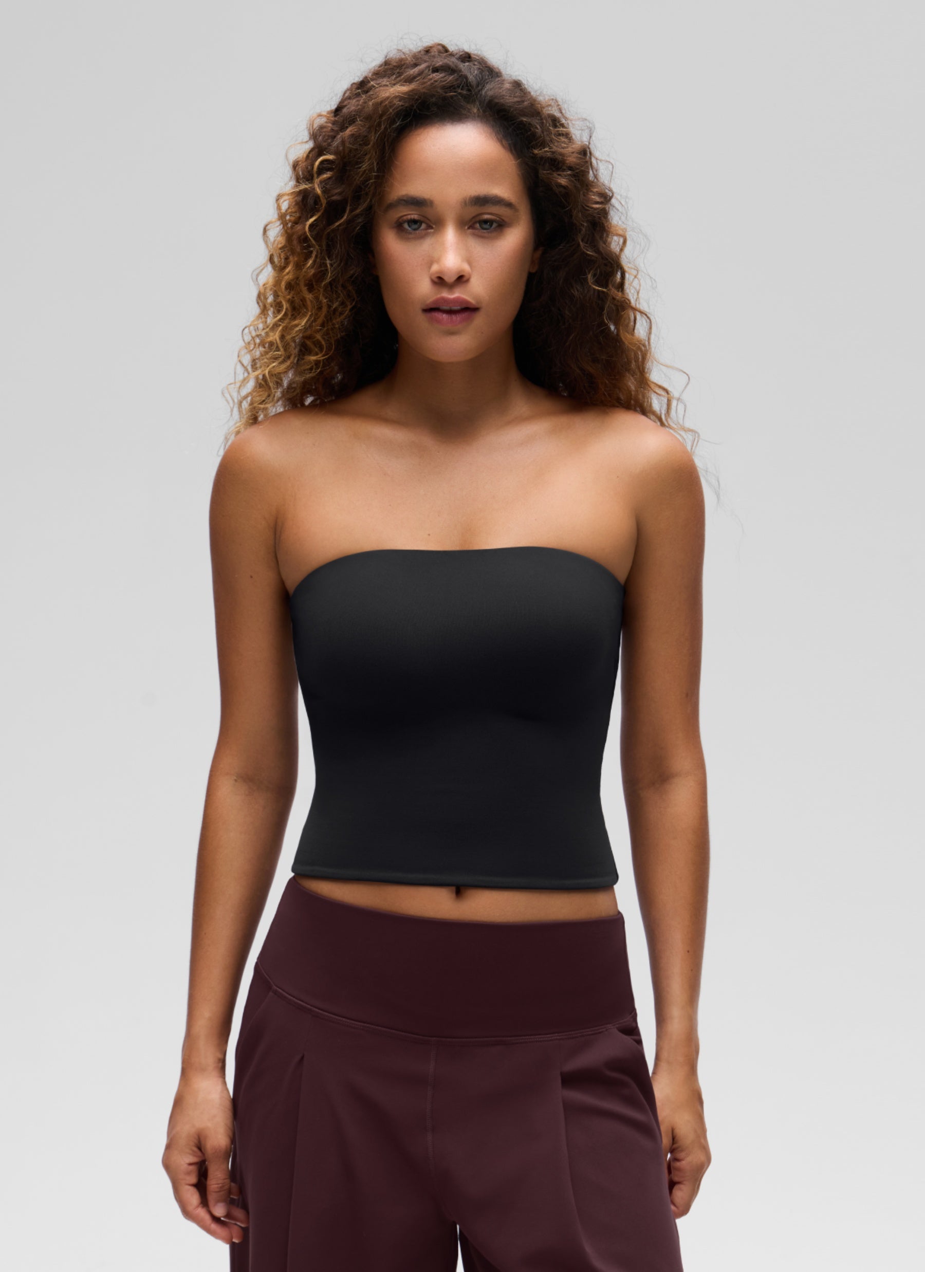 CRZ YOGA Women's Casual Butterluxe Tight Fit Strapless Tops Black
