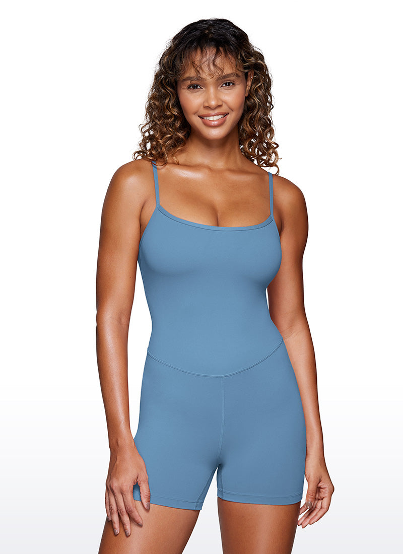 CRZ YOGA Women's Yoga Tight Fit Romper Shorts Bodysuit Jumpsuits Universe Blue